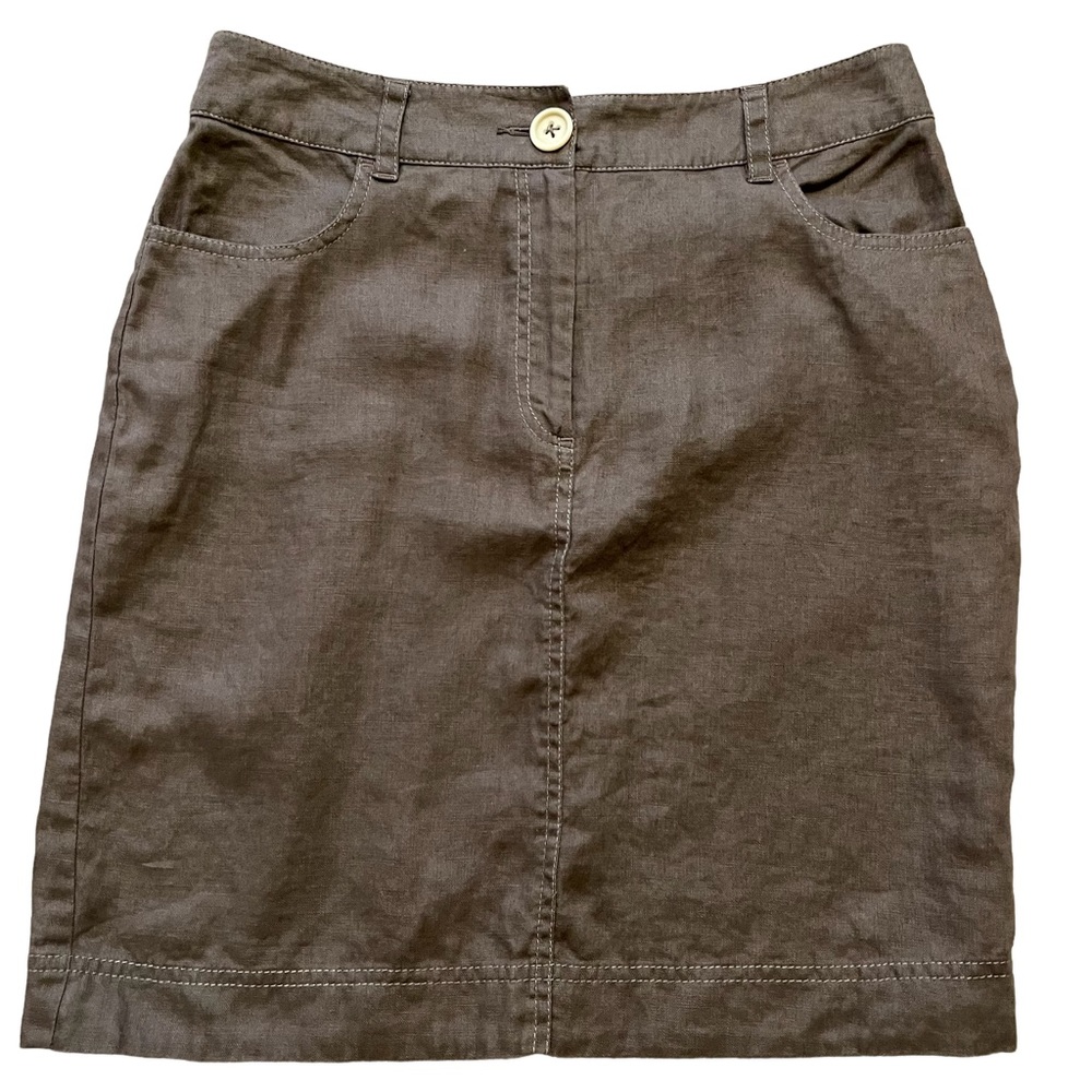 Boden Dark Taupe Linen Pencil Skirt 6